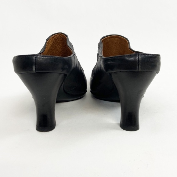 Sofft Leather Ruched Black Slip On Mules Closed Toe Heels Open Back Pumps - Picture 8 of 16